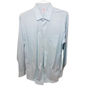 Brooks Brothers Regent Fit Blue Gingham Check 16.5/35, 100% Supima Cotton